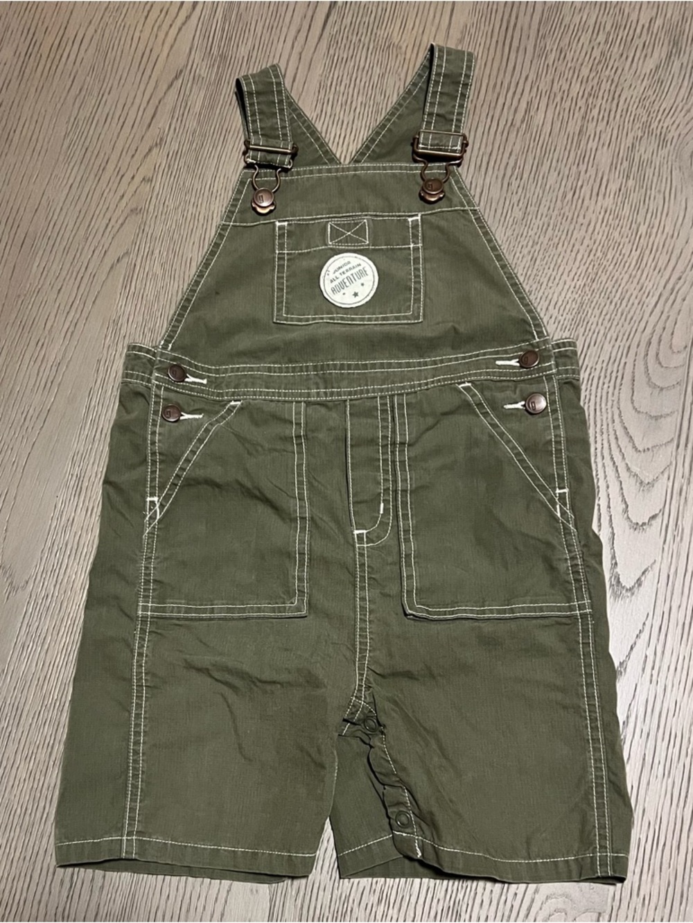 GYMBOREE OLIVE GREEN Toddler Boys Size 2T Overalls Shorts Shortall NEW NWOT